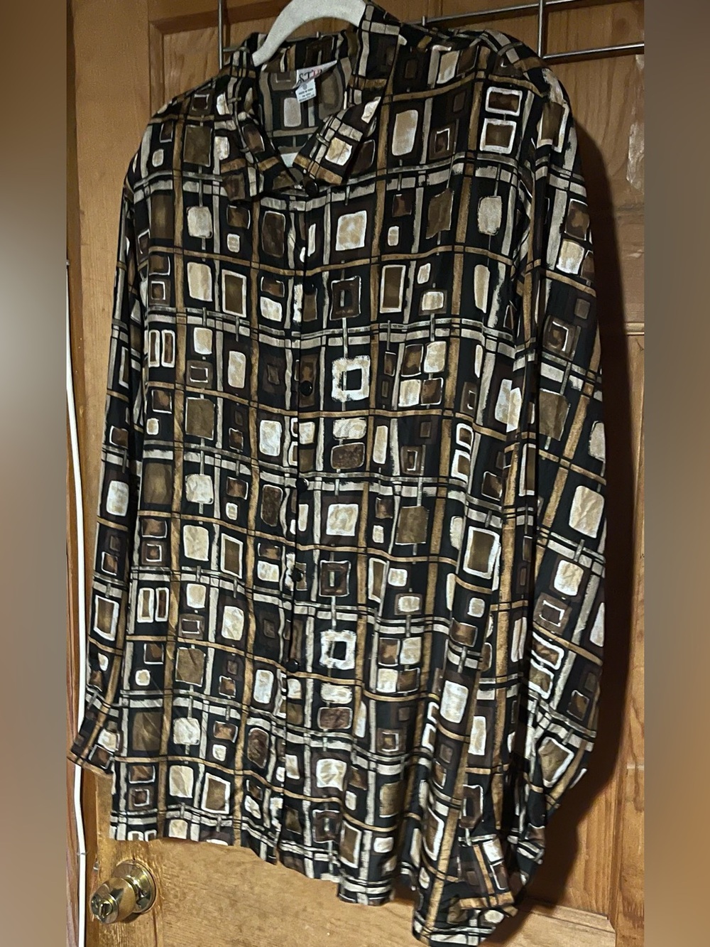 STUNT Vintage 100% Silk Geometric Blouse 3X Plus